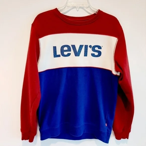 Levi’s Colorblock Sweatshirt Retro Red/Navy Medium - Picture 9 of 10